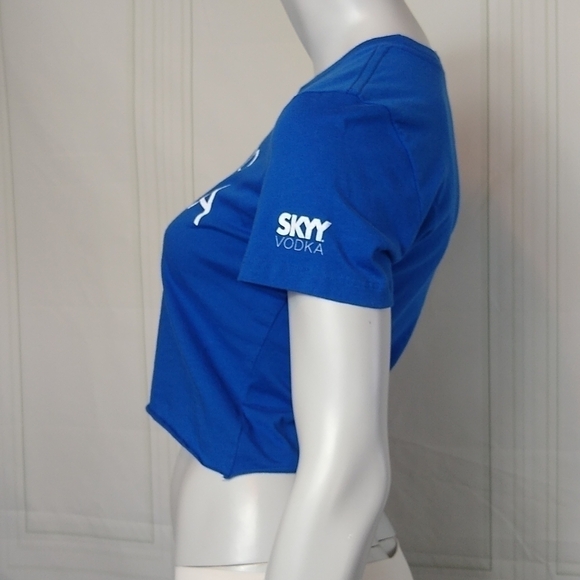 Just Add Vodka Size Large Tee T Shirt Skyy Vodka Blue White Bella Canvas Cropped - Picture 2 of 8